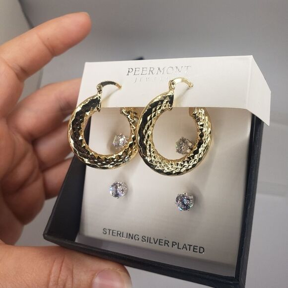 Peermont gold hoop Earrings and crystal studs - Picture 5 of 9